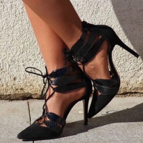 Zara Shoes - Zara Black Lace-Up Heels